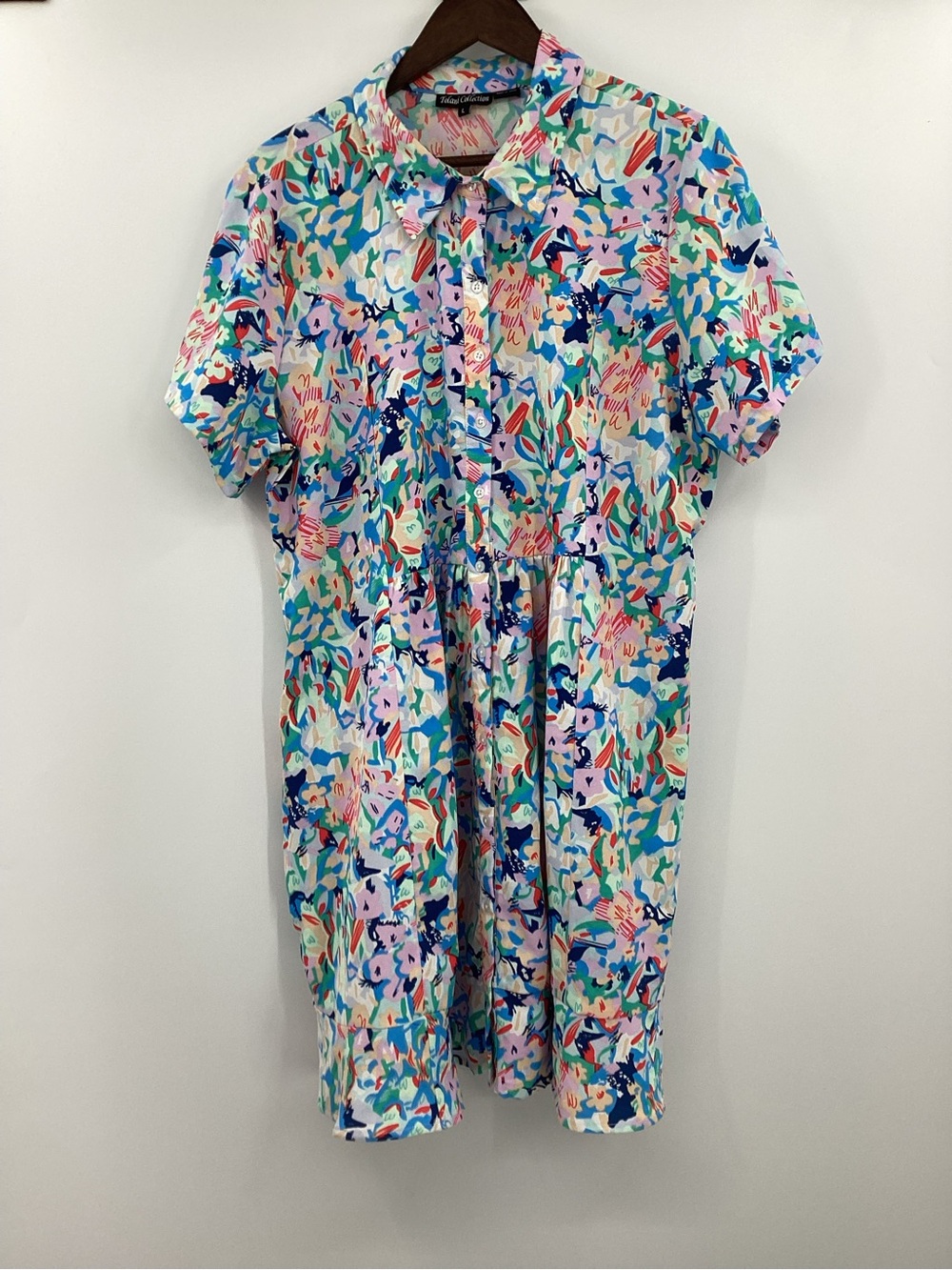 Tolani Multicolor Short Sleeve Mini Shirt Dress